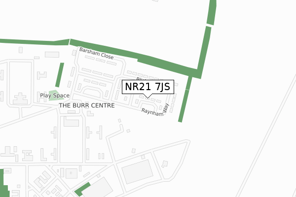 NR21 7JS map - large scale - OS Open Zoomstack (Ordnance Survey)