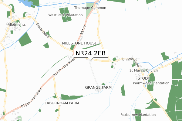 NR24 2EB map - small scale - OS Open Zoomstack (Ordnance Survey)