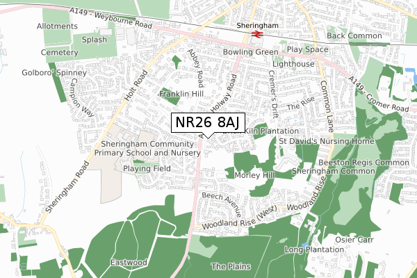 NR26 8AJ map - small scale - OS Open Zoomstack (Ordnance Survey)