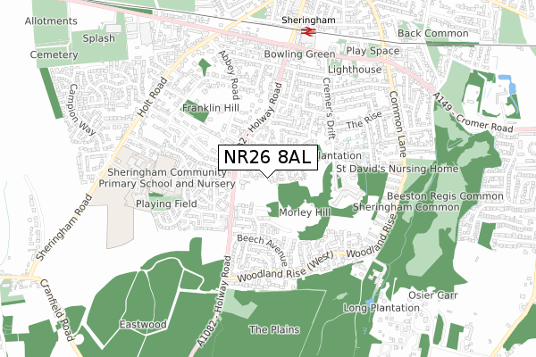 NR26 8AL map - small scale - OS Open Zoomstack (Ordnance Survey)