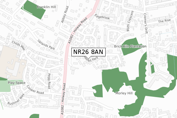 NR26 8AN map - large scale - OS Open Zoomstack (Ordnance Survey)