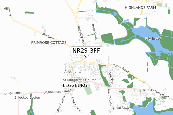 NR29 3FF map - small scale - OS Open Zoomstack (Ordnance Survey)