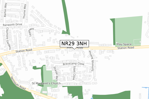 NR29 3NH map - large scale - OS Open Zoomstack (Ordnance Survey)