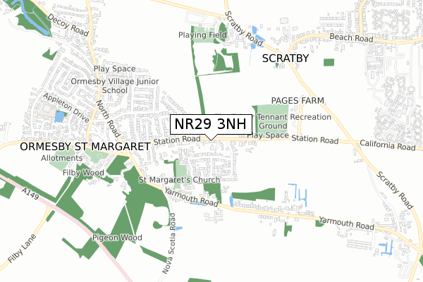 NR29 3NH map - small scale - OS Open Zoomstack (Ordnance Survey)