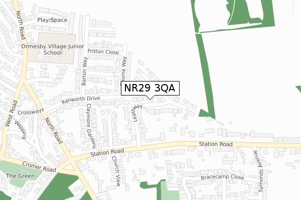 NR29 3QA map - large scale - OS Open Zoomstack (Ordnance Survey)