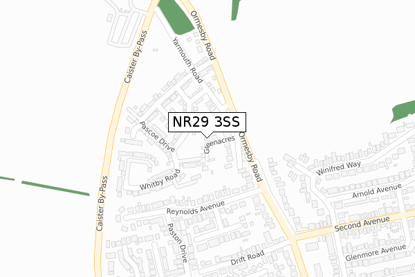 NR29 3SS map - large scale - OS Open Zoomstack (Ordnance Survey)