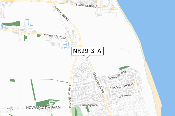 NR29 3TA map - small scale - OS Open Zoomstack (Ordnance Survey)