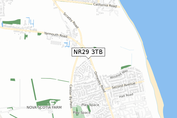 NR29 3TB map - small scale - OS Open Zoomstack (Ordnance Survey)