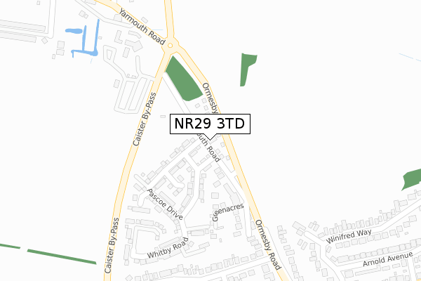 NR29 3TD map - large scale - OS Open Zoomstack (Ordnance Survey)