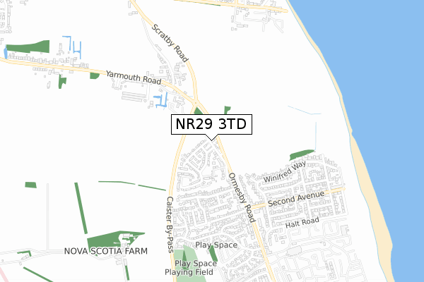 NR29 3TD map - small scale - OS Open Zoomstack (Ordnance Survey)