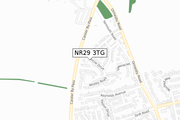 NR29 3TG map - large scale - OS Open Zoomstack (Ordnance Survey)