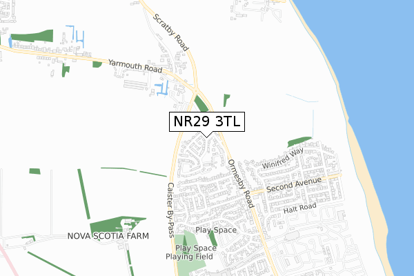 NR29 3TL map - small scale - OS Open Zoomstack (Ordnance Survey)