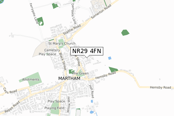 NR29 4FN map - small scale - OS Open Zoomstack (Ordnance Survey)