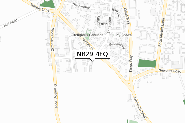 NR29 4FQ map - large scale - OS Open Zoomstack (Ordnance Survey)