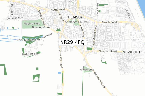 NR29 4FQ map - small scale - OS Open Zoomstack (Ordnance Survey)