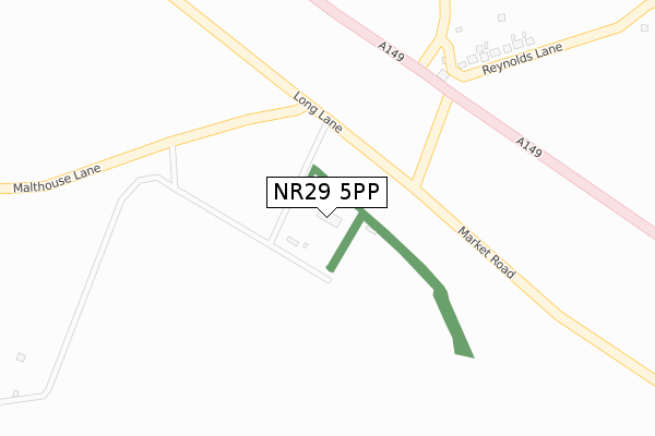 NR29 5PP map - large scale - OS Open Zoomstack (Ordnance Survey)