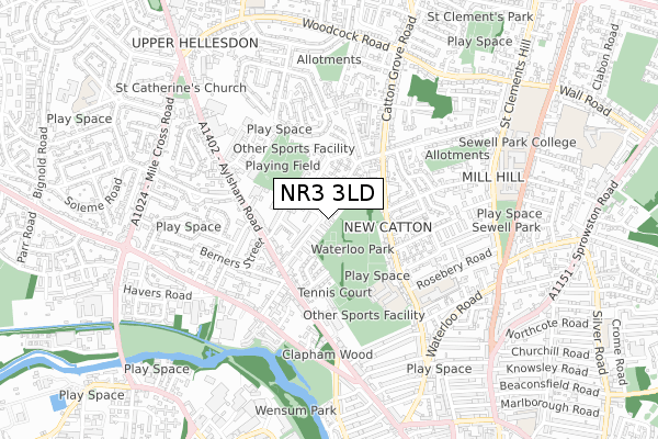 NR3 3LD map - small scale - OS Open Zoomstack (Ordnance Survey)