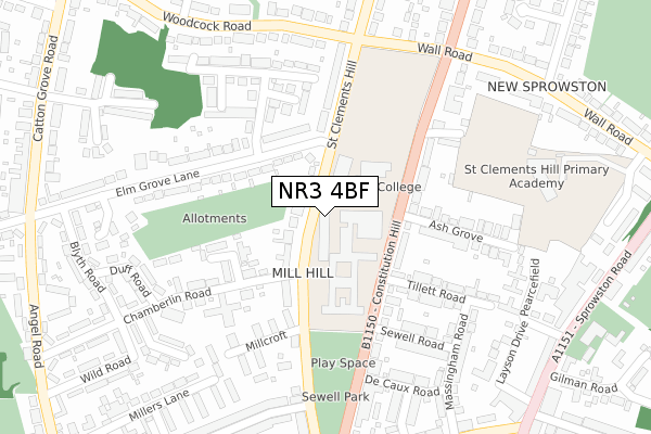 NR3 4BF map - large scale - OS Open Zoomstack (Ordnance Survey)