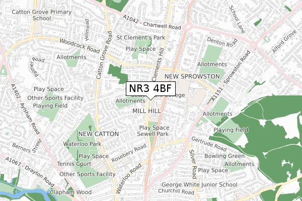 NR3 4BF map - small scale - OS Open Zoomstack (Ordnance Survey)