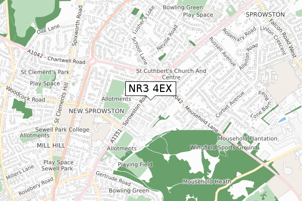 NR3 4EX map - small scale - OS Open Zoomstack (Ordnance Survey)