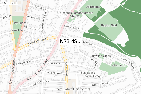 NR3 4SU map - large scale - OS Open Zoomstack (Ordnance Survey)