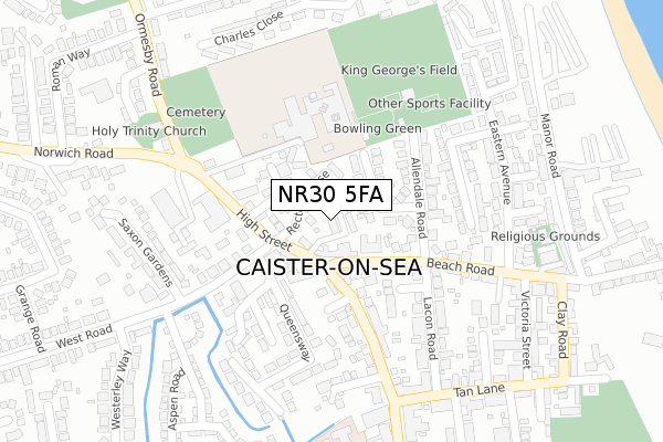 NR30 5FA map - large scale - OS Open Zoomstack (Ordnance Survey)