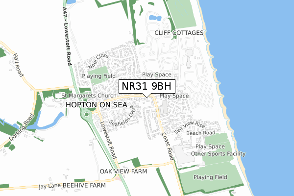 NR31 9BH map - small scale - OS Open Zoomstack (Ordnance Survey)