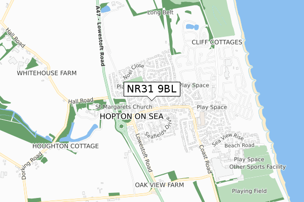 NR31 9BL map - small scale - OS Open Zoomstack (Ordnance Survey)