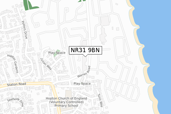NR31 9BN map - large scale - OS Open Zoomstack (Ordnance Survey)
