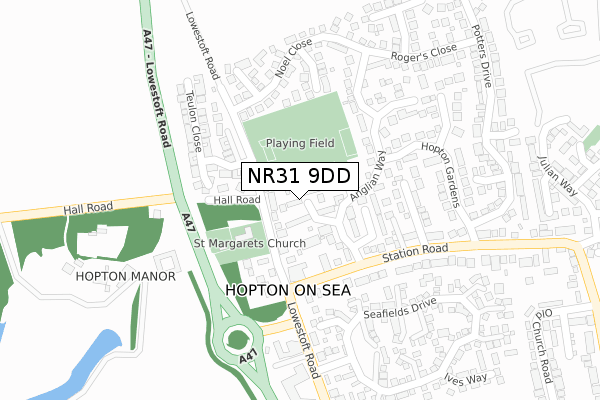 NR31 9DD map - large scale - OS Open Zoomstack (Ordnance Survey)