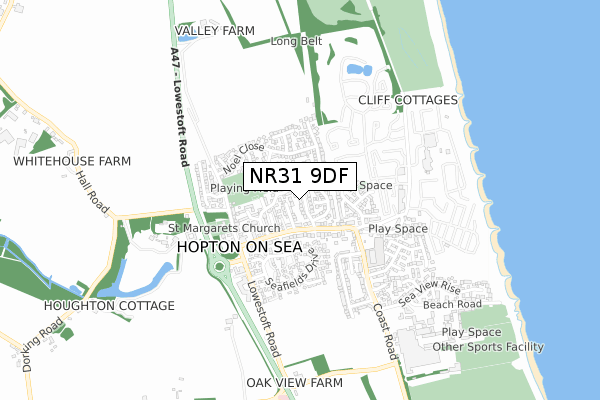 NR31 9DF map - small scale - OS Open Zoomstack (Ordnance Survey)