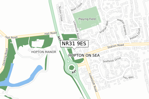 NR31 9ES map - large scale - OS Open Zoomstack (Ordnance Survey)