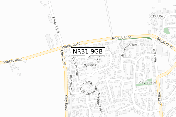 NR31 9GB map - large scale - OS Open Zoomstack (Ordnance Survey)