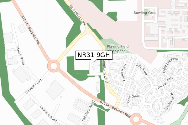 NR31 9GH map - large scale - OS Open Zoomstack (Ordnance Survey)