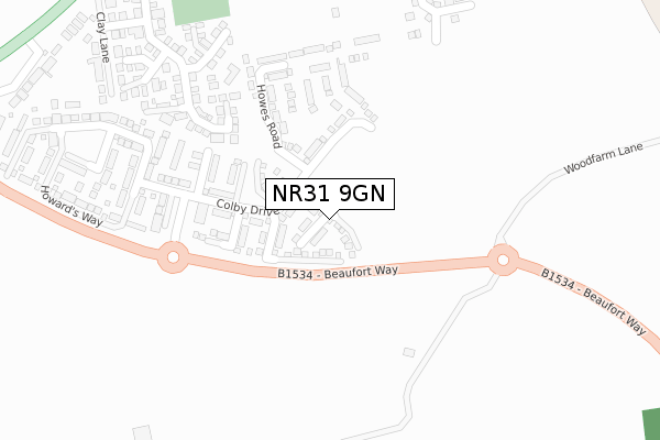 NR31 9GN map - large scale - OS Open Zoomstack (Ordnance Survey)