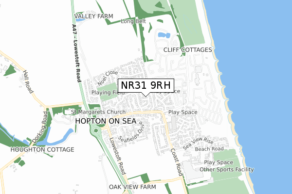 NR31 9RH map - small scale - OS Open Zoomstack (Ordnance Survey)