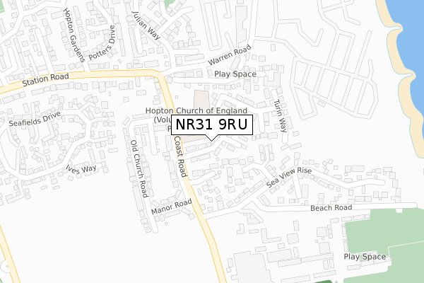 NR31 9RU map - large scale - OS Open Zoomstack (Ordnance Survey)