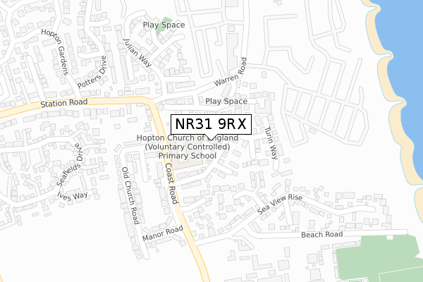 NR31 9RX map - large scale - OS Open Zoomstack (Ordnance Survey)