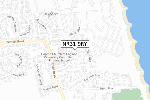 NR31 9RY map - large scale - OS Open Zoomstack (Ordnance Survey)