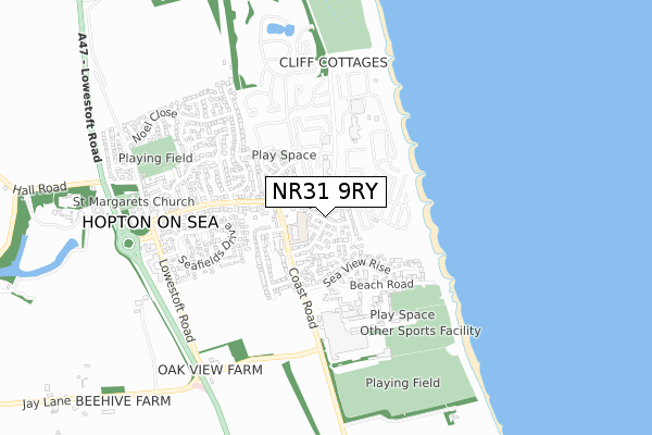 NR31 9RY map - small scale - OS Open Zoomstack (Ordnance Survey)