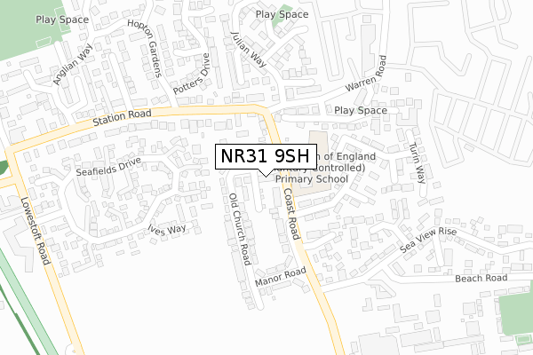 NR31 9SH map - large scale - OS Open Zoomstack (Ordnance Survey)