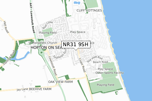 NR31 9SH map - small scale - OS Open Zoomstack (Ordnance Survey)