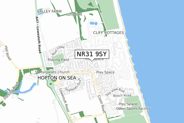 NR31 9SY map - small scale - OS Open Zoomstack (Ordnance Survey)