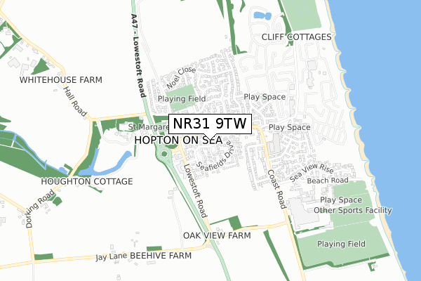 NR31 9TW map - small scale - OS Open Zoomstack (Ordnance Survey)