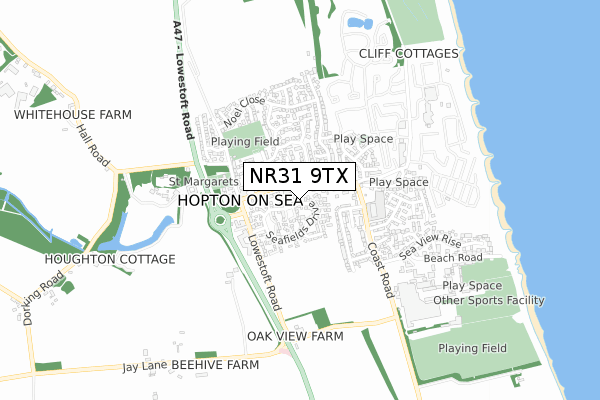 NR31 9TX map - small scale - OS Open Zoomstack (Ordnance Survey)