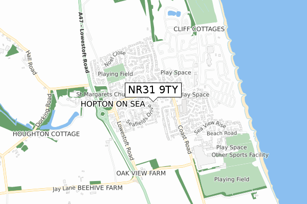 NR31 9TY map - small scale - OS Open Zoomstack (Ordnance Survey)