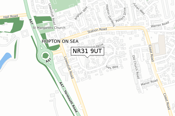 NR31 9UT map - large scale - OS Open Zoomstack (Ordnance Survey)