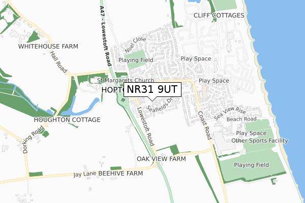 NR31 9UT map - small scale - OS Open Zoomstack (Ordnance Survey)