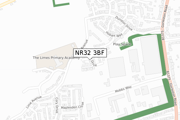 NR32 3BF map - large scale - OS Open Zoomstack (Ordnance Survey)