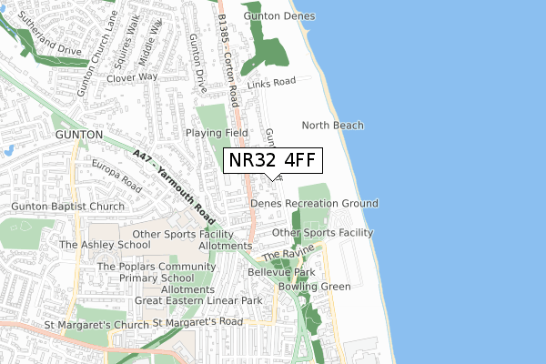 NR32 4FF map - small scale - OS Open Zoomstack (Ordnance Survey)